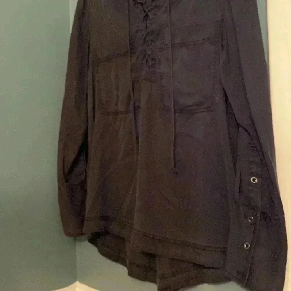 Free People black women’s boho blouse - long sleeve - small - front tie
